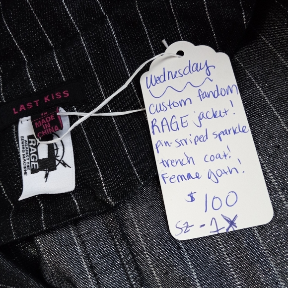 Wednesday Addams custom Rage pinstriped trench coat- SOLD@hosted store - Picture 8 of 16